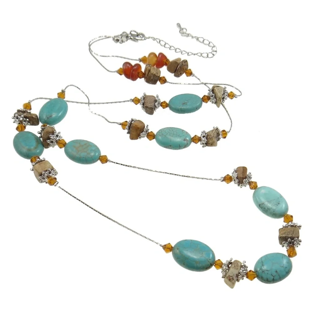😀 3 for $20 New Turquoise Amber Agate Necklace